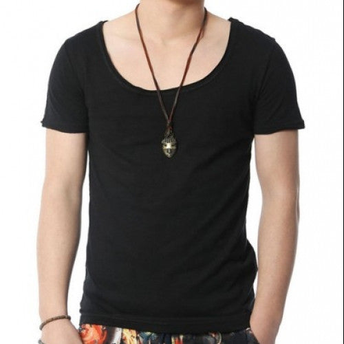 Men Fashion V Neck Cotton T-Shirts Retro Brand Tshirts