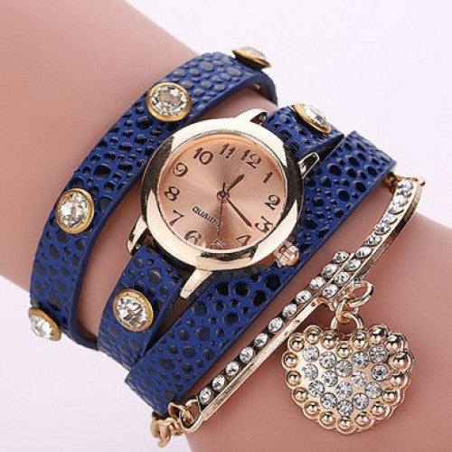 Crystal Love Shape Pendant Bracelet Watch