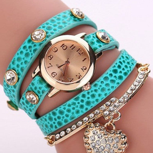 Crystal Love Shape Pendant Bracelet Watch